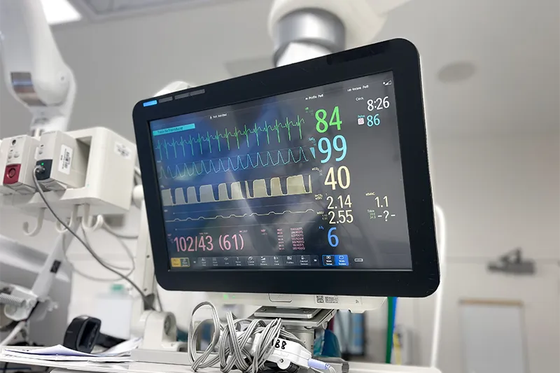 close up of heart monitor screen