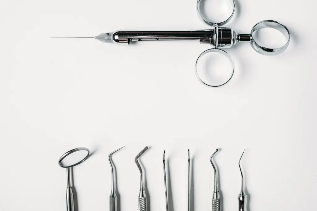 close up of dental tools